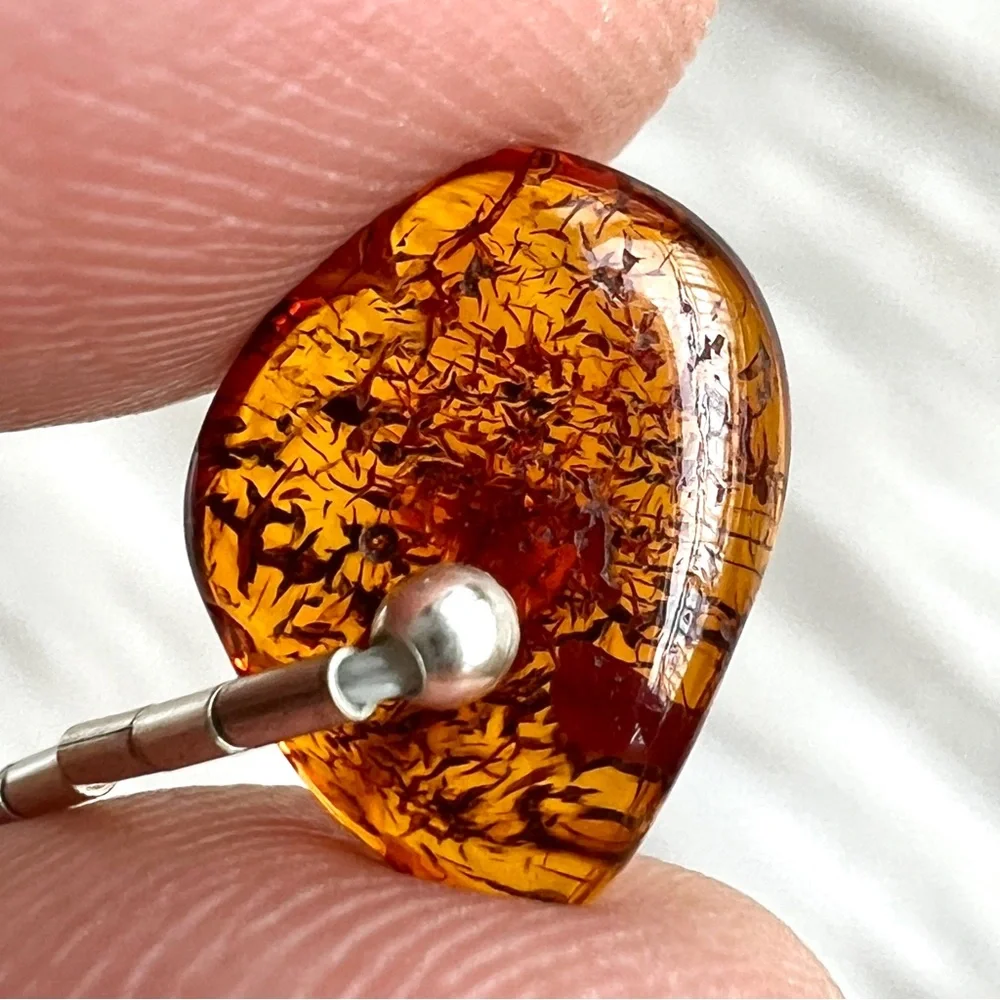Vintage AMBER & STERLING SILVER Southwestern Necklace • Bohemian Retro Western